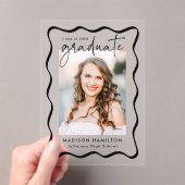 Faire-part de graduation acrylique moderne Wavy Fr (In situ (ordinateur de poche))