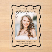 Faire-part de graduation acrylique moderne Wavy Fr (Recto)