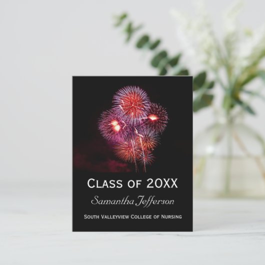 Faire-part de graduation Black Fireworks (Debout devant)