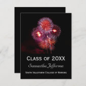 Faire-part de graduation Black Fireworks (Devant / Derrière)