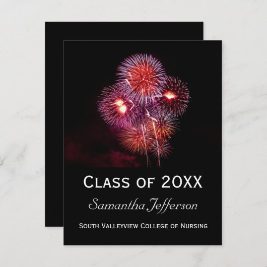 Faire-part de graduation Black Fireworks (Devant / Derrière)