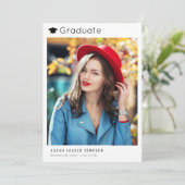 Faire-part de graduation blanche minimale moderne (Debout devant)