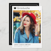Faire-part de graduation blanche minimale moderne (Devant / Derrière)