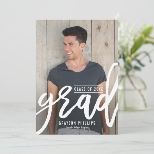 Faire-part de graduation brossée (Debout devant)