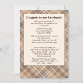 Faire-part de graduation Brown en tatan beige (Dos)