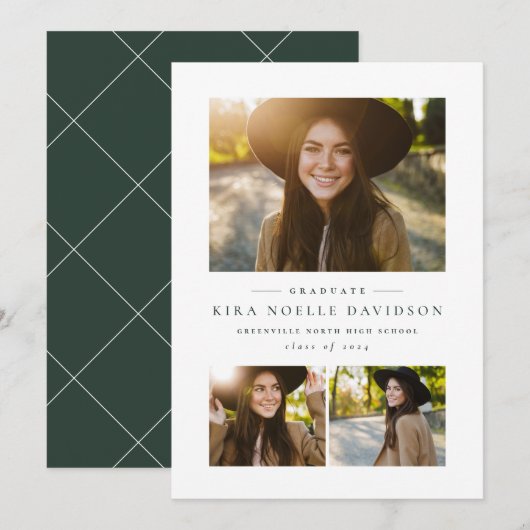 Faire-part de graduation classique du collage phot (Devant / Derrière)