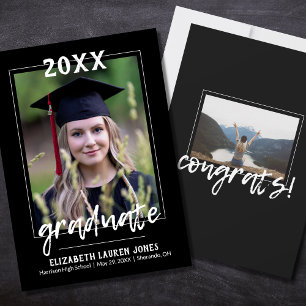 Faire-part de graduation classique noir et blanc
