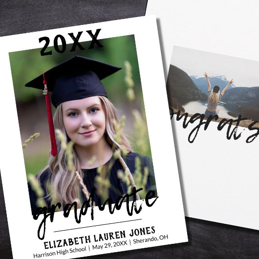 Faire-part de graduation classique noir et blanc