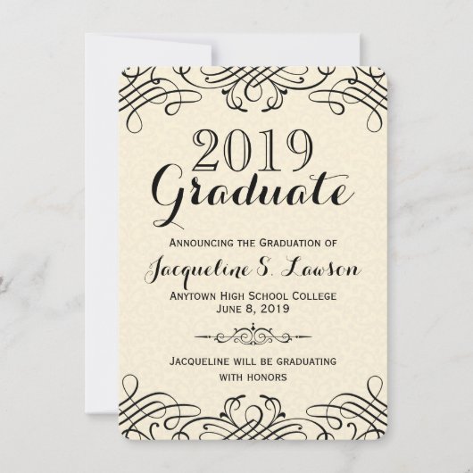 Faire-part de graduation classique Ornate (Devant)
