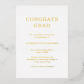 Faire-part de graduation classique simple en or (Recto)