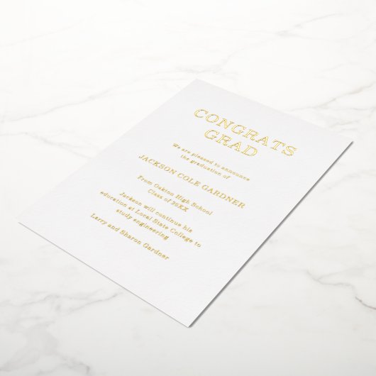 Faire-part de graduation classique simple en or (Rotation)