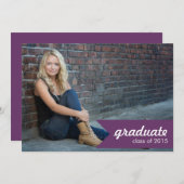 Faire-part de graduation classique violet - Invita (Devant / Derrière)
