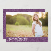 Faire-part de graduation classique violet - Invita (Devant / Derrière)