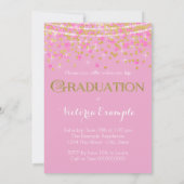Faire-part de graduation Confetti rose et or (Dos)