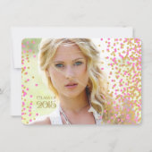 Faire-part de graduation Confetti rose et or (Devant)