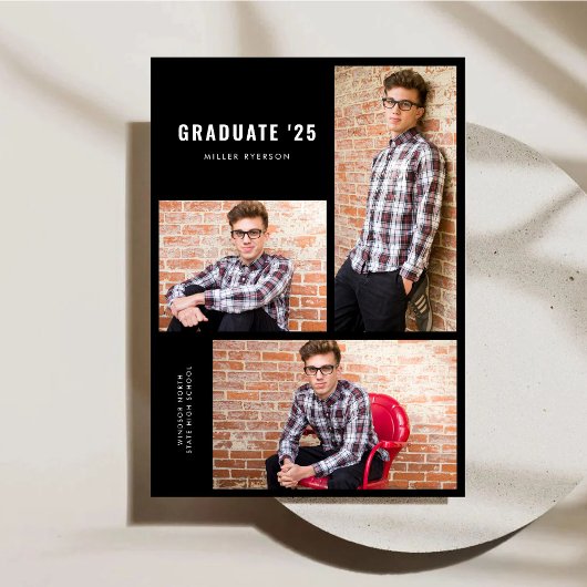 Faire-part de graduation de collage photo moderne