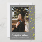 Faire-part de graduation de Confetti gris jaune (Devant)