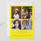 Faire-part de graduation de Confetti gris jaune (Dos)