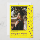 Faire-part de graduation de Confetti jaune violet (Devant)