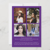 Faire-part de graduation de Confetti jaune violet (Dos)