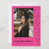 Faire-part de graduation de Confetti Rose Noir (Devant)