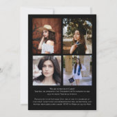 Faire-part de graduation de Confetti Rose Noir (Dos)