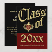 Faire-part de graduation de la crête rouge foncée (Devant / Derrière)