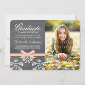 Faire-part de graduation de la dentelle de corail (Devant)