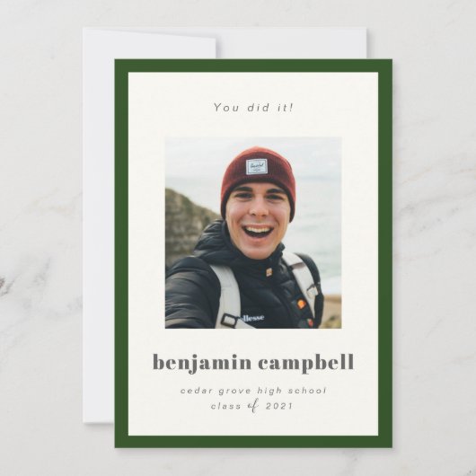 Faire-part de graduation de la frontière verte (Devant)