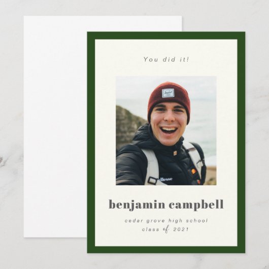 Faire-part de graduation de la frontière verte (Devant / Derrière)