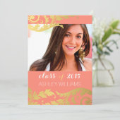 Faire-part de graduation de la photo Coral Gold (Debout devant)