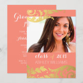 Faire-part de graduation de la photo Coral Gold (Devant / Derrière)