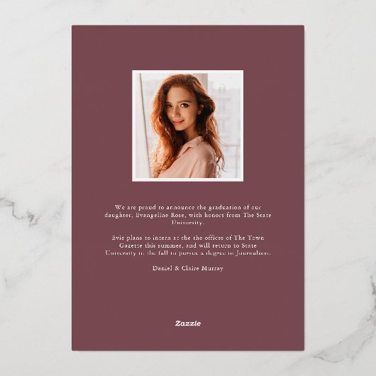 Faire-part de graduation de la photo de la fleur d (Verso)