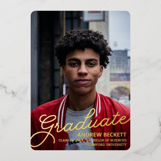 Faire-part de graduation de la photo de script sim (Recto)