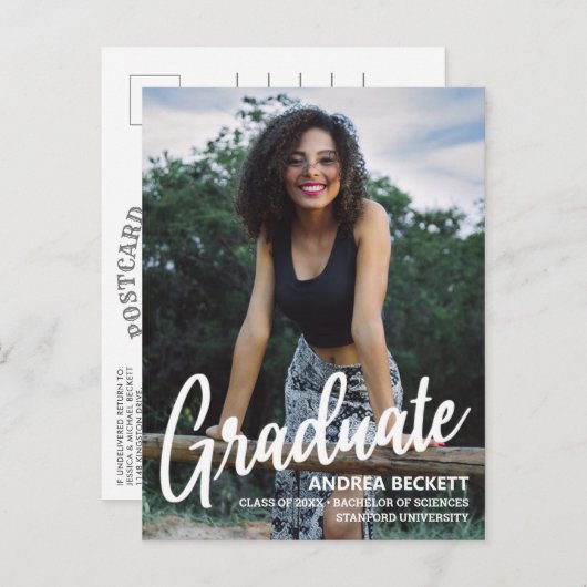 Faire-part de graduation de la photo de script sim (Devant / Derrière)