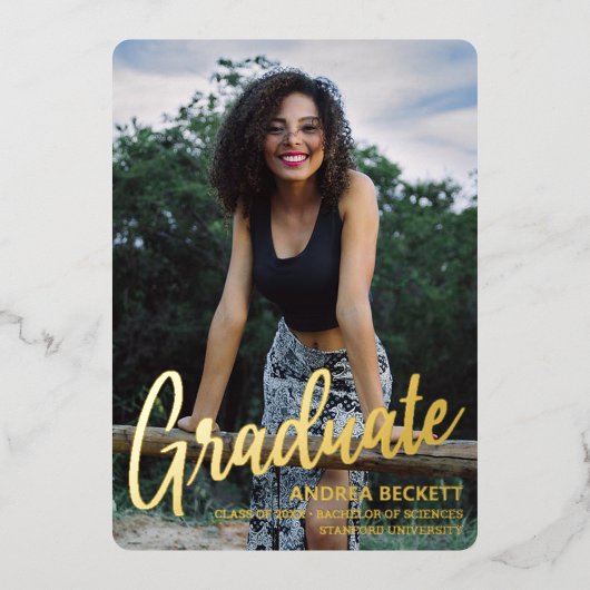 Faire-part de graduation de la photo de script sim (Recto)