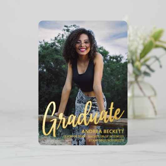 Faire-part de graduation de la photo de script sim (Debout devant)