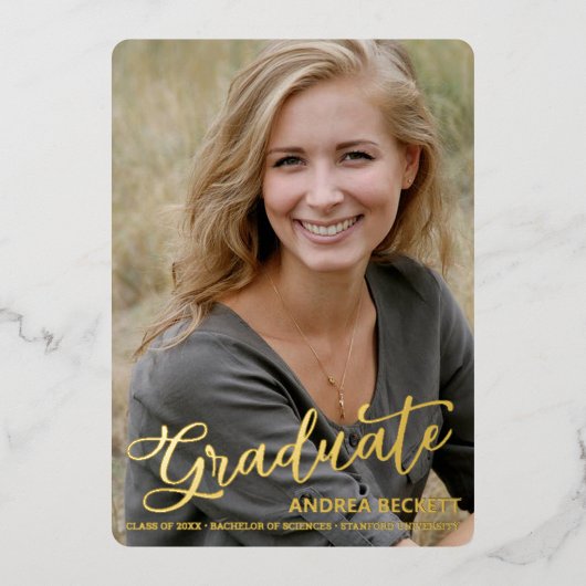 Faire-part de graduation de la photo de script sim (Recto)