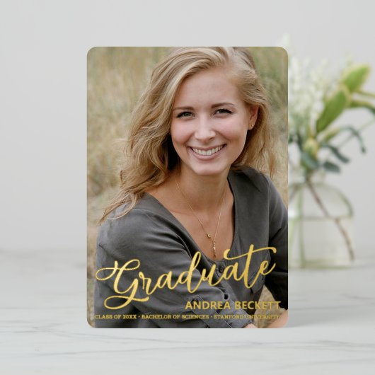 Faire-part de graduation de la photo de script sim (Debout devant)