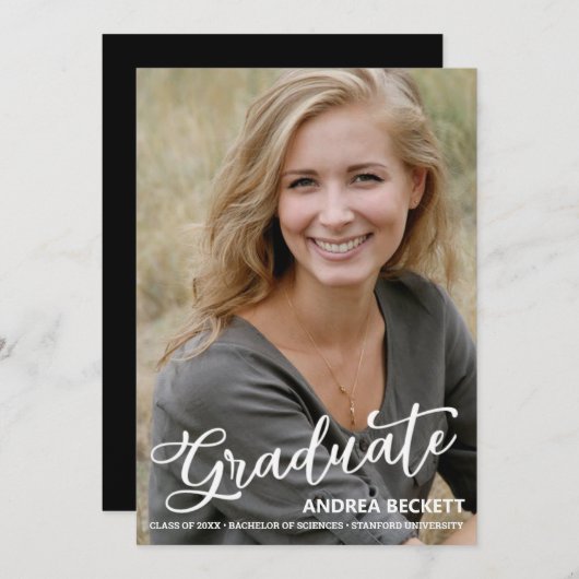 Faire-part de graduation de la photo de script sim (Devant / Derrière)