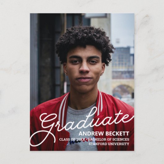 Faire-part de graduation de la photo de script sim (Devant)