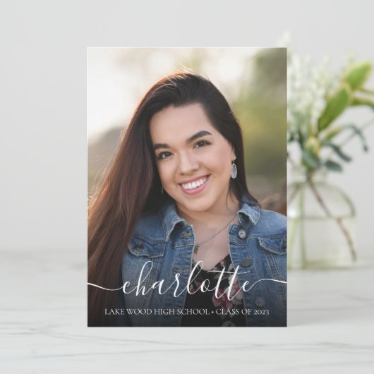 Faire-part de graduation de la photo de script sim (Debout devant)