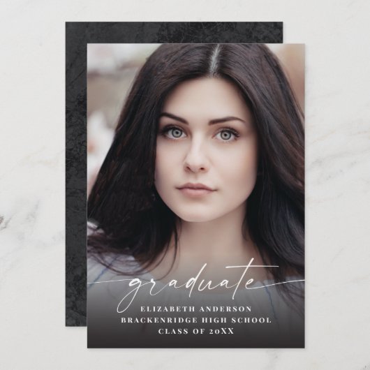 Faire-part de graduation de la photo en blanc mode (Devant / Derrière)
