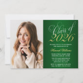 Faire-part de graduation de la photo en or vert Sc (Devant)