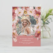 Faire-part de graduation de la photo florale de po (Debout devant)