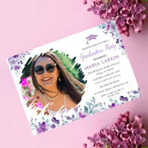 Faire-part de graduation de la photo florale Lilac