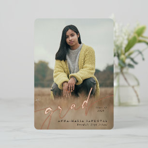 Faire-part de graduation de la photo Foil Script T