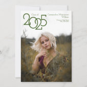 Faire-part de graduation de la photo verte moderne (Devant)