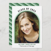 Faire-part de graduation de l'arc vert linéaire (Devant / Derrière)