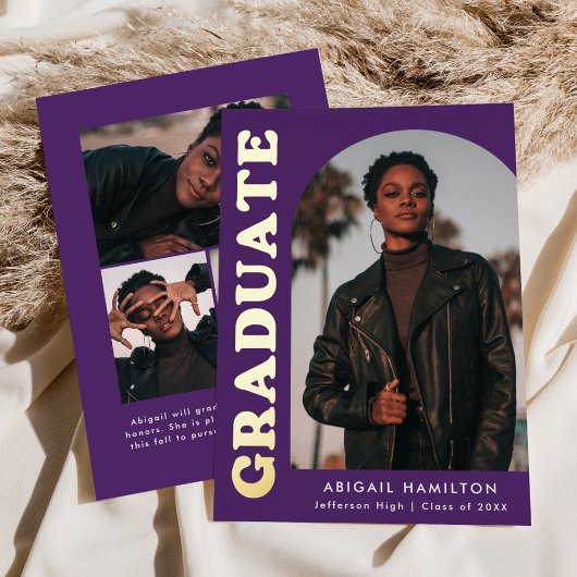 Faire-part de graduation de l'Arche à huile violet